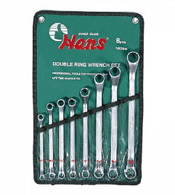 На сайте Трейдимпорт можно недорого купить Комплект накидных ключей 45град 8-24мм 8шт Hans 16028M. 